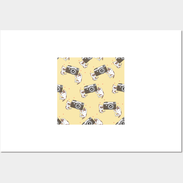 Cute Cats Pattern Camera Wall Art by chimmychupink